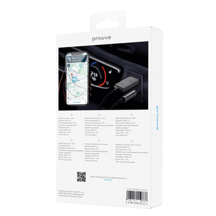 Proove Proove Helix Bluetooth Auto Audio Adapter USBA naar 3.5mm AUX Grijs Proove 2