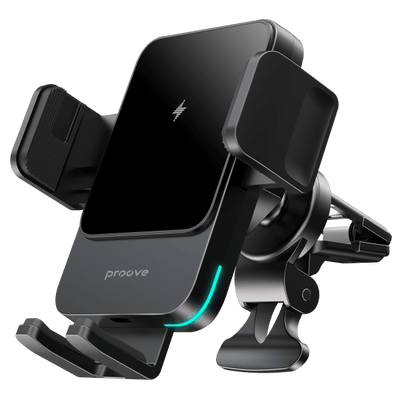 Proove Nitro Charge 15W Draadloze Telefoonhouder Auto Ventilatierooster Metallic Grijs – Snelle Oplading en Secure Hold