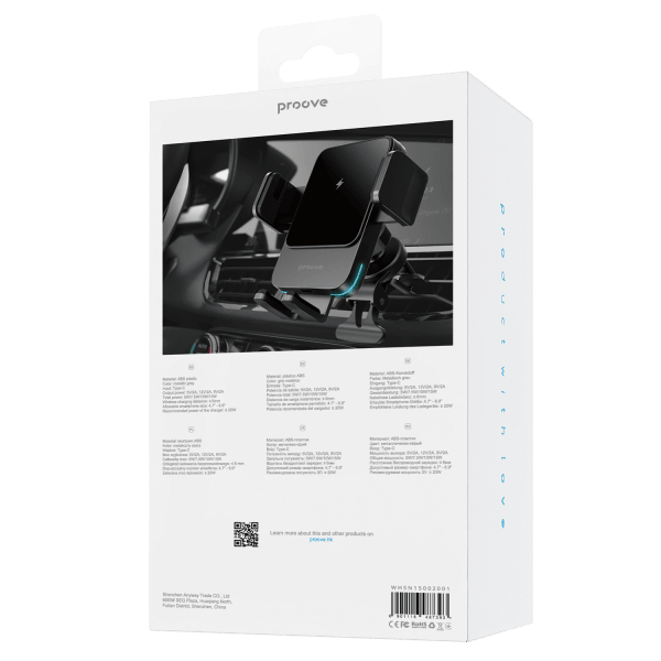 Proove Nitro Charge 15W Draadloze Telefoonhouder Auto Ventilatierooster Metallic Grijs – Snelle Oplading en Secure Hold - VCTparts.nl