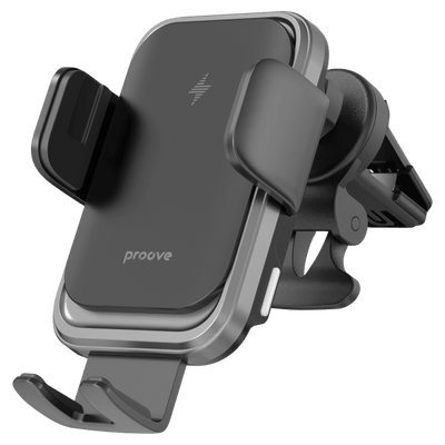 Proove Sonic 15W Draadloze Telefoonhouder Auto Ventilatierooster Zwart – Snelle Oplading en Secure Hold voor Smartphones 4-6,9 Inch