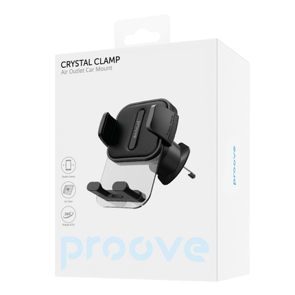 Proove Telefoonhouder Crystal Clamp Klem Ventilatierooster Bevestiging Zwart Geschikt voor Smartphones 4.7 - 6.9 Inch - VCTparts.nl
