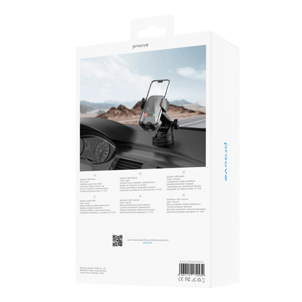 Proove Proove Telefoonhouder Crystal Clamp met Zuignap Bevestiging voor Dashboard/Voorruit Zwart voor Smartphones 4.7 - 6.9 Inch Proove 4