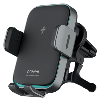 Proove Triple Clamp Pro 15W Draadloze Telefoonhouder Auto Ventilatierooster en Dashboard Zuignap Metallic Grijs – Geavanceerde Oplading en Secure Hold