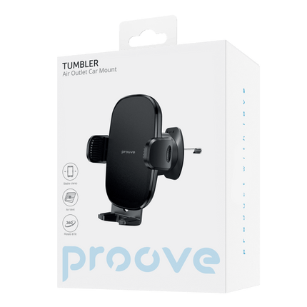 Proove Proove Tumbler Auto Telefoonhouder voor Ventilatierooster – Verstelbare Klem – Geschikt voor Smartphones 4.7 t/m 6.9 inch – ABS &amp; Siliconen – Zwart 3
