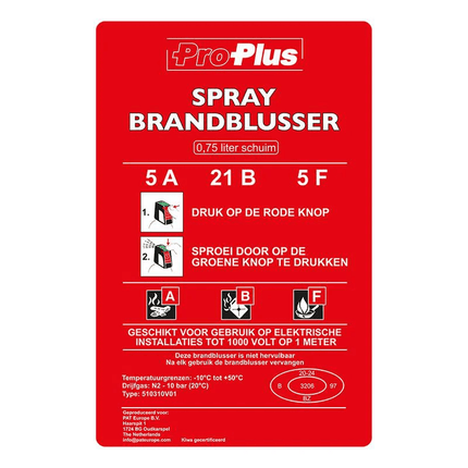 ProPlus Brandblusser 750ml AB F schuim vorstbestending - VCTparts.nl
