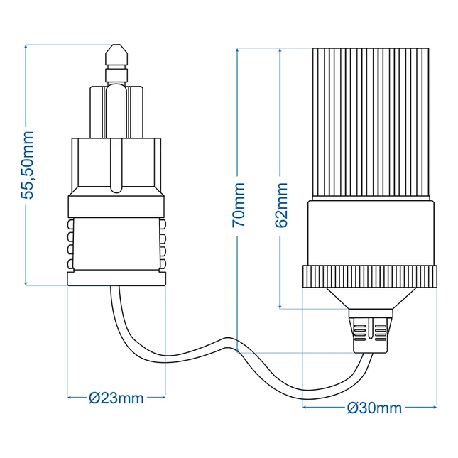 ProPlus Verloopkabel DIN Stekker naar Sigarettenaanstekerdoos – 15cm Adapterkabel 12V/24V Max. 8A - VCTparts.nl