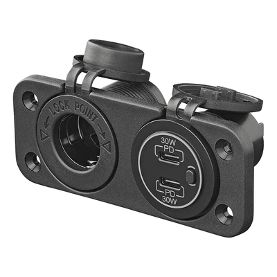 ProPlus Inbouw Kit 12V Stekkerdoos met 2x USB C Snellader 3A voor Auto