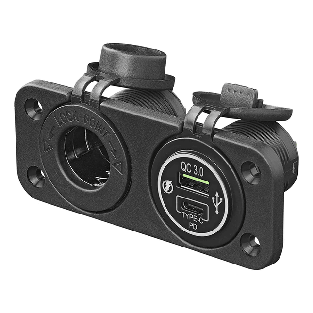 ProPlus Inbouw kit: 12V Stekkerdoos + USB Snellader Type A + C 2 - weg 3A [Sigarettenaansteker Autocontraplug USB - C] - VCTparts.nl