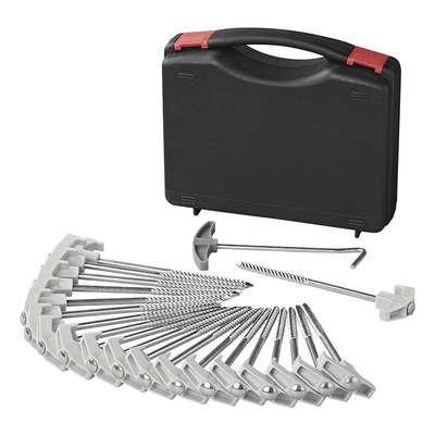 ProPlus Tentharing 20cm Metaal Heavy Duty met Kunststof Haak Set van 20 Stuks in Koffer Grondpen Ankers Tentpennen