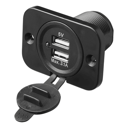 ProPlus USB - Inbouwdoos Tweevoudig Type A 3100mA - 12V/24V Laadcontactdoos met Bevestigingsmateriaal - VCTparts.nl