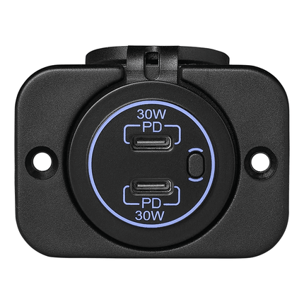 ProPlus USB Snellader Inbouw Type C 2 Weg 12V 24V met Montageplaat - VCTparts.nl