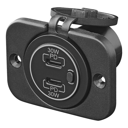 ProPlus USB Snellader Inbouw Type C 2 Weg 12V 24V met Montageplaat - VCTparts.nl