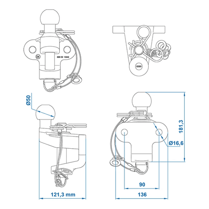 VCTparts ProPlus Zwarte Trekhaakkogel D17,2 S200 Gecombineerde Tweevoudige Uitvoering – E - Type Goedgekeurd VCTparts 6