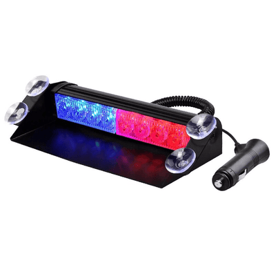 Raamflitser Blauw-Rood Led Stroboscoop Zwaailicht met Zuignappen en 12V Plug