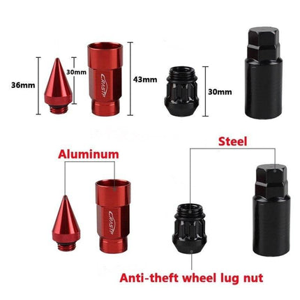 VCTparts Racing Wielmoeren M12x15 Spiked Lug Nuts - Rood (Set 20) [Wielbouten - Race Moeren] NORGOS 2