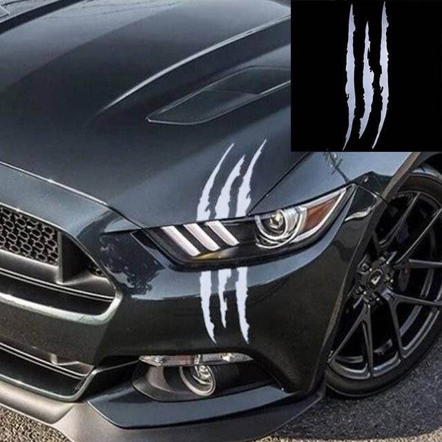 Reflecterende Monster Klauw Kras Strepen Sticker – Wit / Zilver - VCTparts.nl