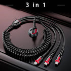 Rekbare 3 - in - 1 Super Snellader 1m Krulsnoer Veer 66W 5A [USB - C iPhone Micro USB Oplaadkabel] - VCTparts.nl