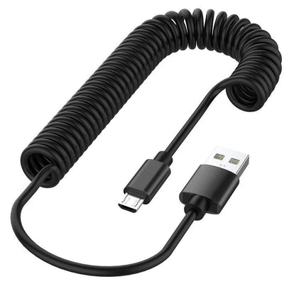 Rekbare USB naar Micro-USB Krulsnoer 1 Meter Zwart