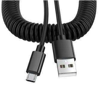 Rekbare USB naar Micro - USB Krulsnoer 1 Meter Zwart - VCTparts.nl
