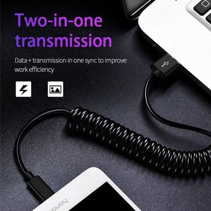 VCTparts Rekbare USB naar USB - C Krulsnoer Veer 1 Meter Wit NORGOS 10