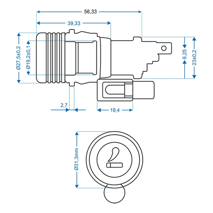 Sigarettenaansteker Inbouw - Doos met Verlichting 12V 24V Universeel - VCTparts.nl