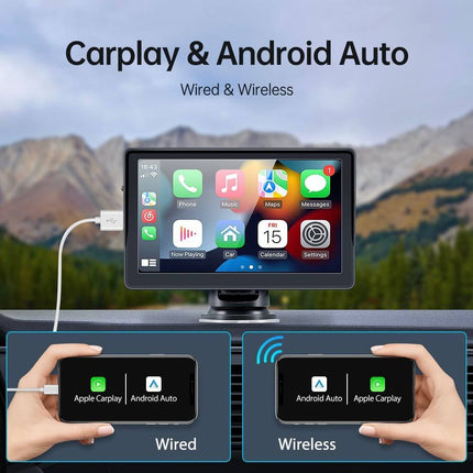 VCTparts Smart Navigatiesysteem Touchscreen Scherm met Zuignap 7inch Scherm [Draadloos Apple Carplay & Android Auto] NORGOS 7