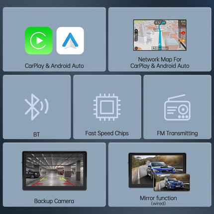 VCTparts Smart Navigatiesysteem Touchscreen Scherm met Zuignap en Achteruitrijcamera 7inch Scherm [Draadloos Apple Carplay & Android Auto] NORGOS 9