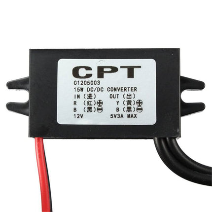 VCTparts Step Down Buck Converter Voedingsmodule 12V naar 5V 3A 15W DC - DC Auto USB - adapter NORGOS 5