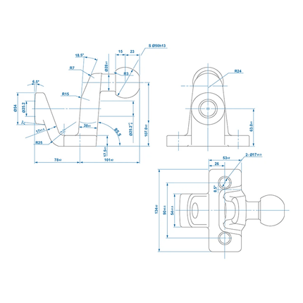 Trekhaakkogel D202/S350 Gecombineerde Tweevoudige Uitvoering E - gekeurd Zilver Bumpertrekhaak Koppelingskogel - VCTparts.nl