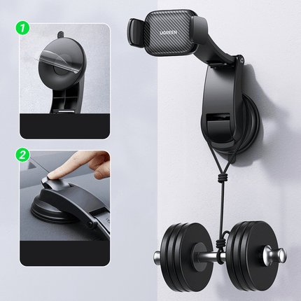 UGREEN UGREEN Universele Klem Autohouder Telefoonhouder met Zuignap Dashboard/Raam (6.6 - 9.5cm) Zwart Hurtel 5