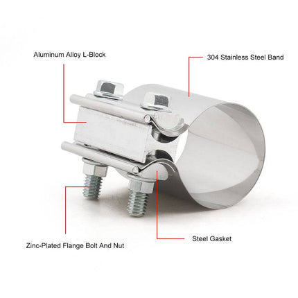 VCTparts Uitlaatklem 4inch 101mm Mof Adapter Koppelstuk - Universeel RVS T304 met Stootvoeg Beugel NORGOS 4