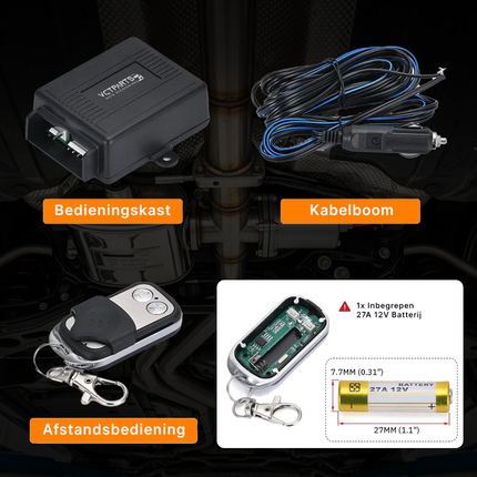 Elektrische Uitlaat Kleppensysteem 2.5inch 63mm Bypass Universeel Draadloos met Afstandsbediening - Dubbele Pijp met Klem - VCTparts.nl