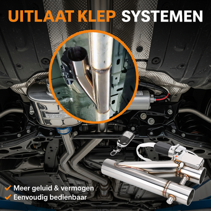 Elektrische Uitlaat Kleppensysteem 2.5inch 63mm Bypass Universeel Draadloos met Afstandsbediening - Dubbele Pijp met Klem - VCTparts.nl
