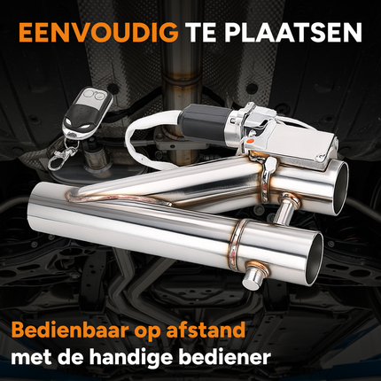 Elektrische Uitlaat Kleppensysteem 2.5inch 63mm Bypass Universeel Draadloos met Afstandsbediening - Dubbele Pijp met Klem - VCTparts.nl
