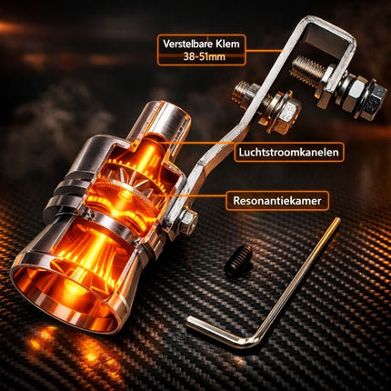 VCTparts Universeel Turbofluitje voor Uitlaat – Zilver | Turbo Sound Exhaust Whistle NORGOS 2