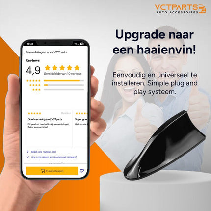 VCTparts Universele Autoradio Haaienvin AM - FM Antenne Zwart NORGOS 6