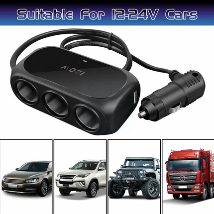 VCTparts Universele Sigarettenaansteker Splitter (3x) met Usb 12V/24V Zwart NORGOS 6