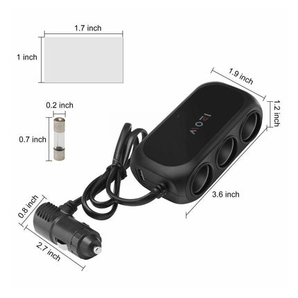 VCTparts Universele Sigarettenaansteker Splitter (3x) met Usb 12V/24V Zwart NORGOS 5