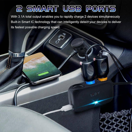 VCTparts Universele Sigarettenaansteker Splitter (3x) met Usb 12V/24V Zwart NORGOS 7