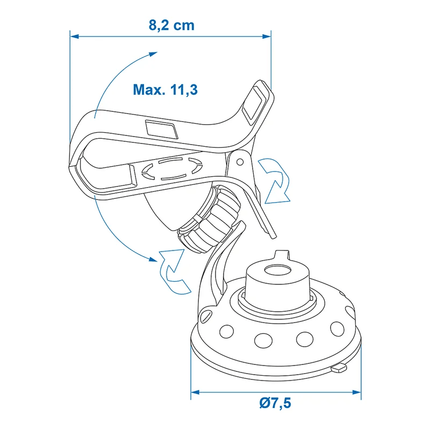VCTparts Universele Telefoon Houder Klem 360Â° met Zuignap Zwart NORGOS 2
