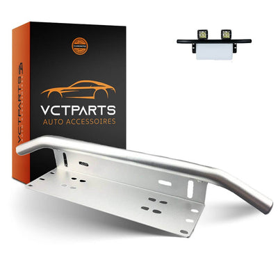 VCTparts Universele Zilveren Bullbar Kentekenhouder Beugel – Voorbumper Nummerplaat Frame voor LED Bar en Offroad Verlichting