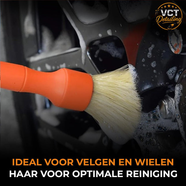 VCTdetailing Extra Stevige Velgen Detail Kwast van Zwijnhaar voor Hardnekkig Vuil Oranje - VCTparts.nl