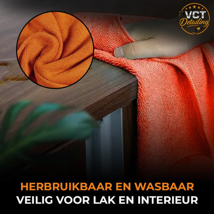 VCTdetailing Microvezel Doek Oranje Schoonmaak Doek voor een Streeploos Resultaat Oranje - VCTparts.nl