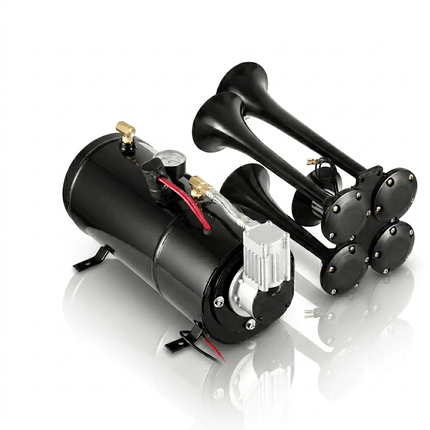 VCTparts 4 Trompet Treinhoorn 150dB met 3L Compressor - Meertonige Luchthoorn Set voor Auto Truck Boot 12V NORGOS 1