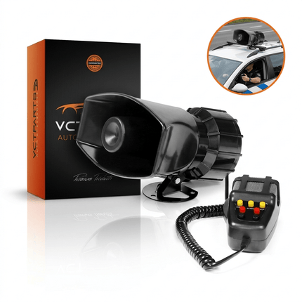 VCTparts Auto Waarschuwing Alarm Sirene 12V 110dB – Air Hoorn Megafoon PA Speaker met Microfoon en 5 Tonen NORGOS 15