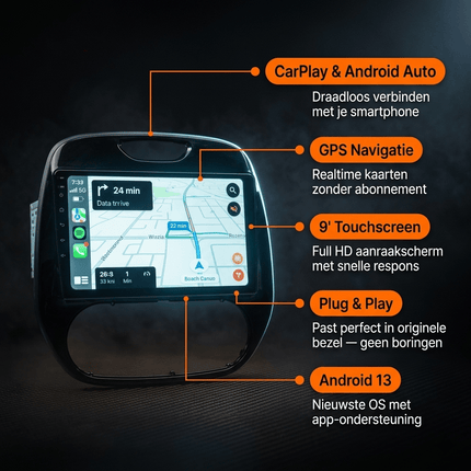 VCTparts CarPlay & Android Auto Autoradio voor Renault Kaptur / Captur / QM3 2013–2016 – GPS Navigatie & Touchscreen – Inbouwen / Inbouwservice / Installatie Ainavi 5
