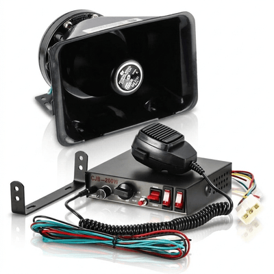CJB-200W 120dB Auto Sirene Set – Professionele Politie Sirene Speaker met Microfoon en 9 Tonen 200W 12V 24V Heavy Duty
