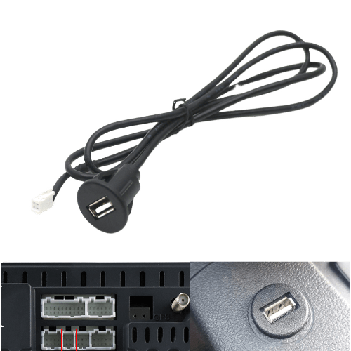 Inbouw 4-pin naar USB Verlangkabel Convertor 100cm Midden Console Dop voor Autoradio naar Telefoon [Verlengsnoer Interface] - VCTparts.nl