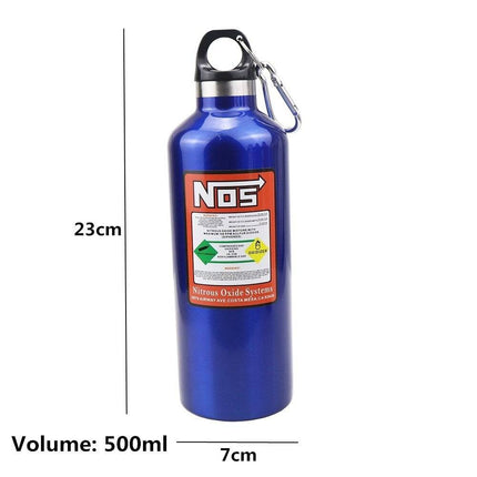 NOS Nitro Stikstof Drink Fles Aluminium Blauw 500 ml - Drinkfles voor onderweg - VCTparts.nl