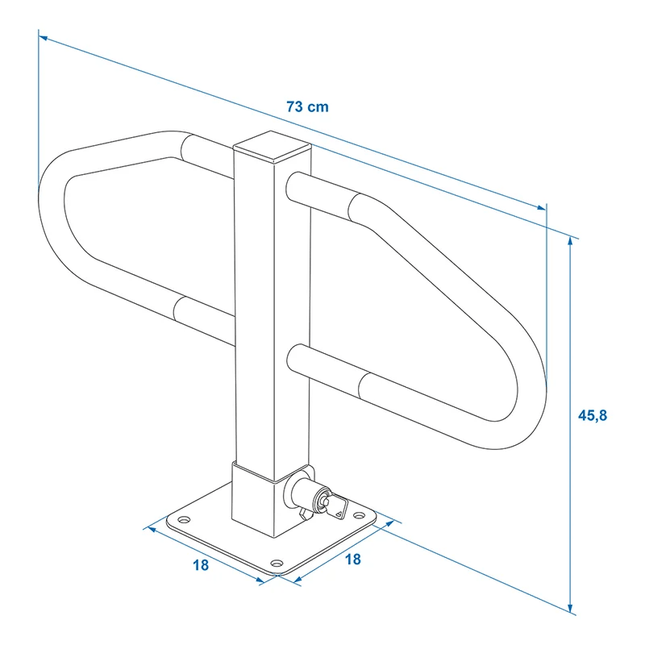 Parkeerbeugel met Geïntegreerd Slot 73 x 458 cm [Parkeerplaatsbeveiliging - Neerklapbare antiparkeerpaal] - VCTparts.nl